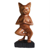 Hand Carved Yoga Cats - Tree Pose - MysticSoul_108