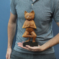 Hand Carved Yoga Cats - Tree Pose - MysticSoul_108